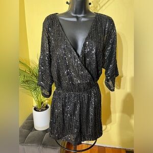 BB DAKOTA Sequin Dolman Sleeve Romper